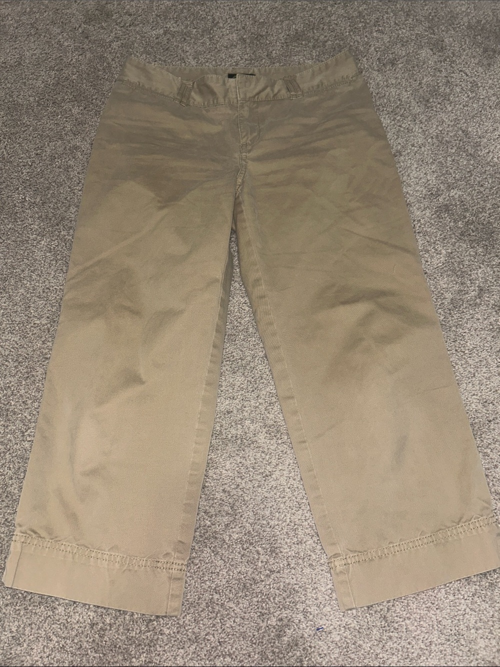 Eddie Bauer Wide-Leg Khaki Cotton Trousers cropped